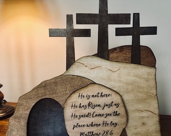 SVG FILE Empty Tomb Easter Scene Easter The Empty Tomb He Is Risen Glowforge Digital File