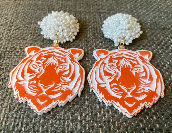 White tiger earrings deals