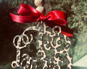 Car Mirror Charm Cheetah Monogram Car Charm Car Charm