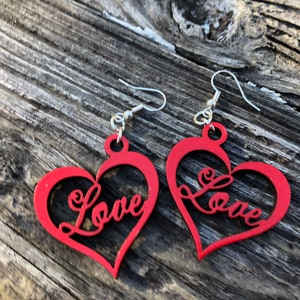 Love Earrings Valentine Earrings Red Heart Earrings