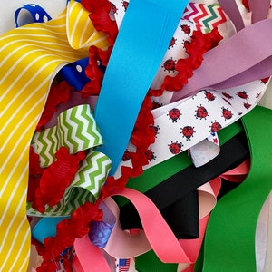 Scrap Ribbon Grab Bag 1/2 pound Mystery Ribbon Lot Many Colors and Designs