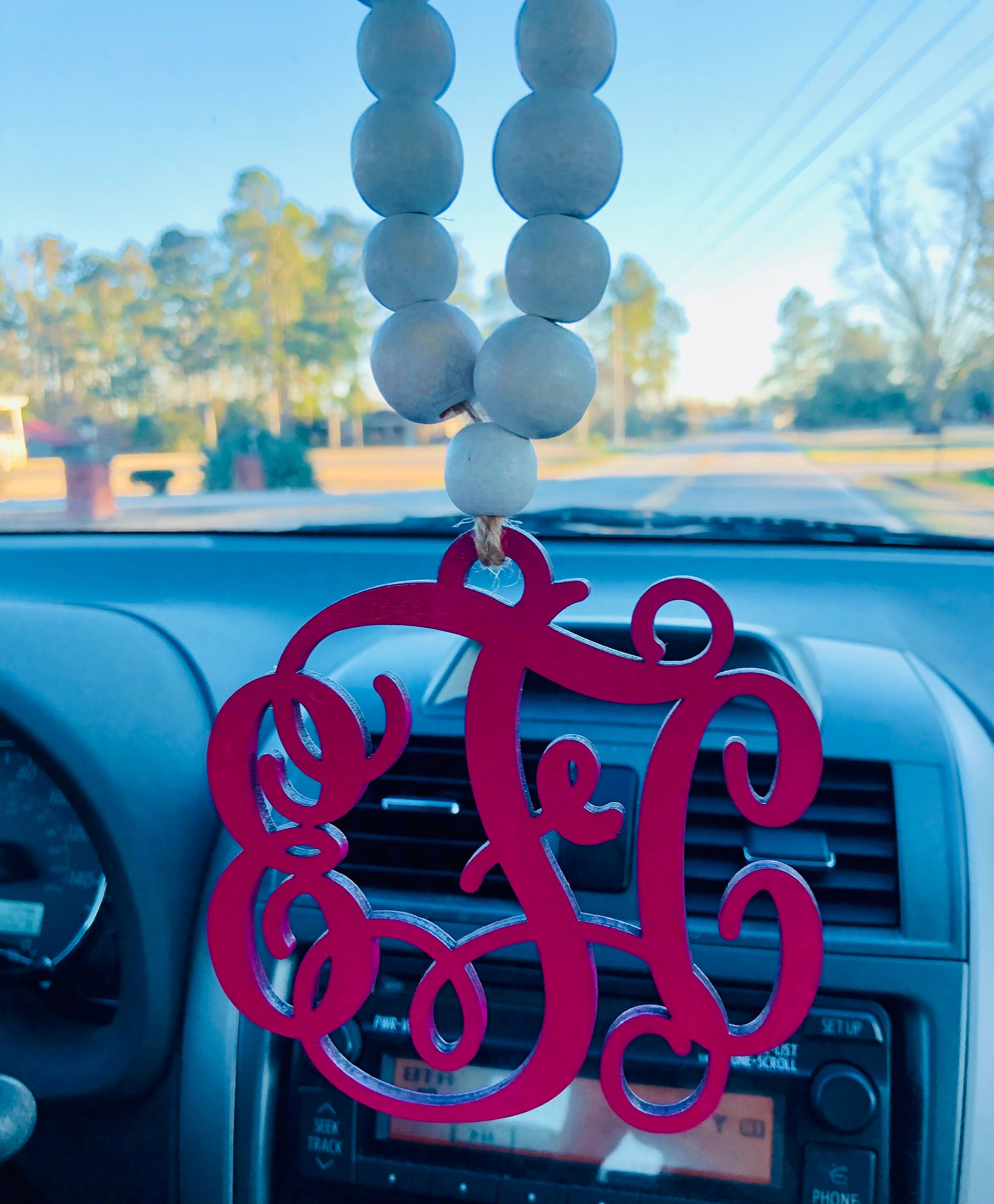 Monogram Rearview Mirror Charms Monogram Mirror Charm Car Etsy