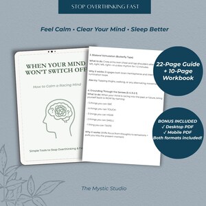 How to Calm a Racing Mind PDF, Stop Overthinking Guide, Anxiety Relief Workbook, Quiet Your Mind, Mental Reset, Stress & Overthinking Help