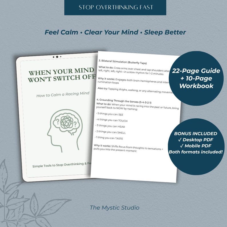 How to Calm a Racing Mind PDF, Stop Overthinking Guide, Anxiety Relief ...