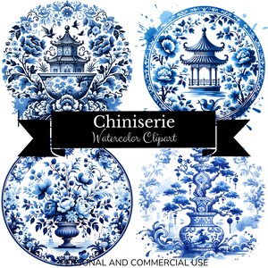 Chinoiserie clipart blauwe Toile De Jouy png shirtontwerp, bloemen aquarel penseelstreek sublimatie ontwerp, transparante chinoise print