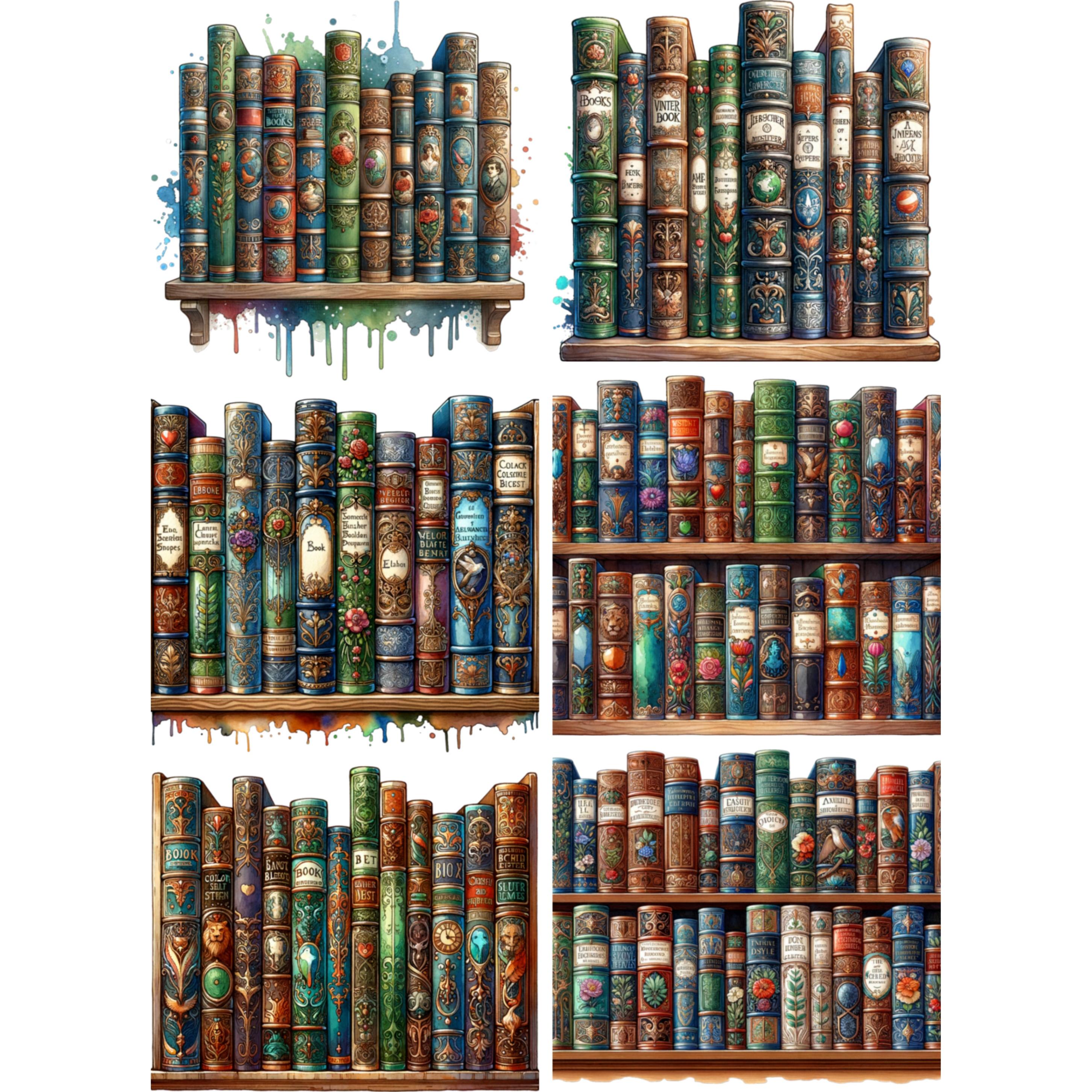Watercolor Book Border Bundle PNG Set, Instant Digital Download ...
