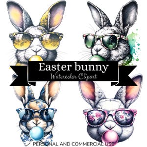 Retro Vintage Brille Bunny Png Design, niedliche Ostern Chinoises Digitaler Download, Kaninchen Sublimation Design, Ostern Tier trendige Bubblegum png