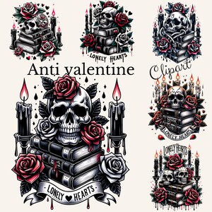 Club de lecture Lonely Hearts PNG, livre gothique romance design Clipart moralement gris, téléchargement numérique par sublimation anti-valentine, bocal en verre UVDTF