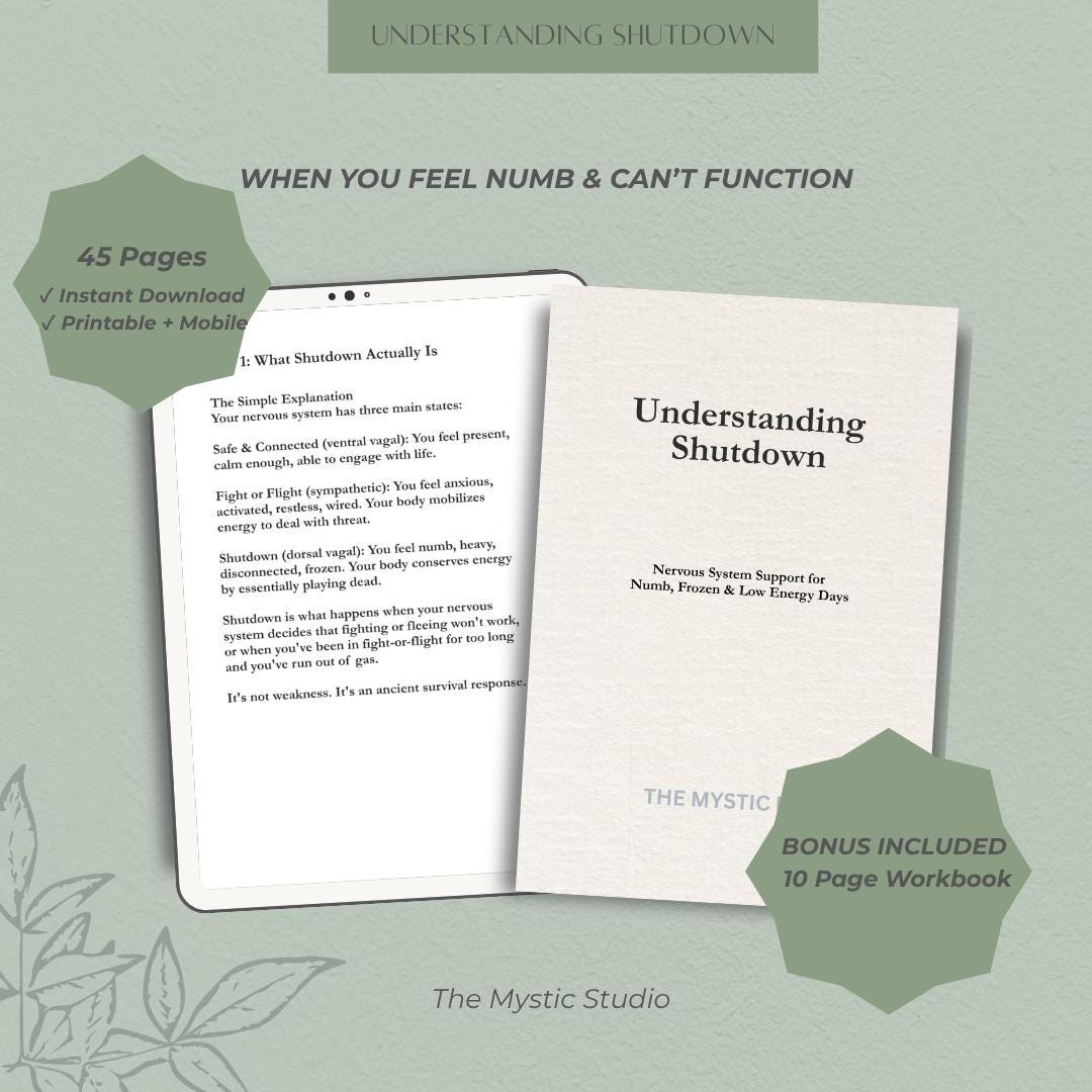 Shutdown Nervous System Guide PDF, Burnout Recovery Workbook, Numb ...