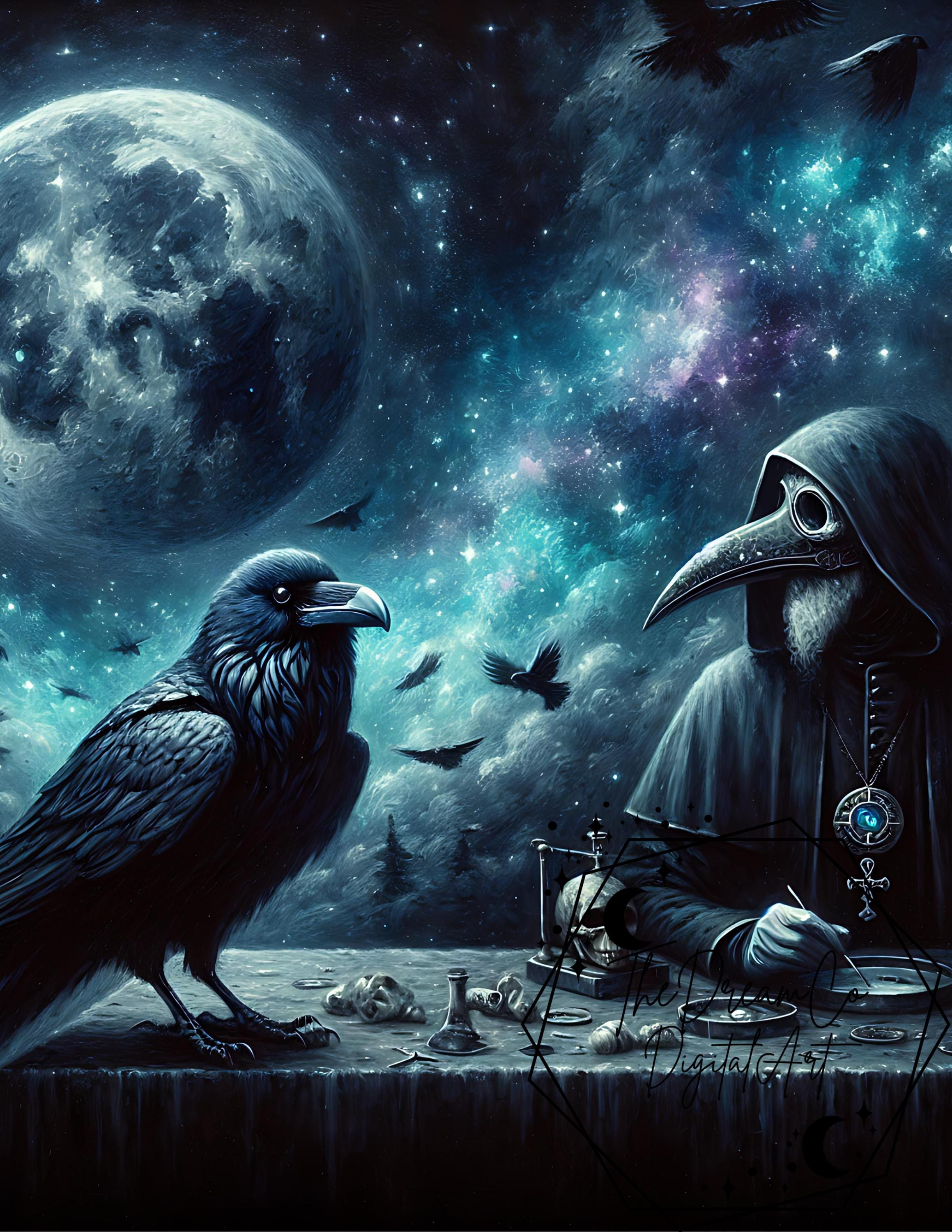 Plague Doctor & Raven Gothic Celestial Digital Collage: Junk Journal ...