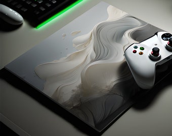 White abstract art, Long Mouse Pad, Extra Large Mousepad, Gaming Desk Mat, Desk Mat