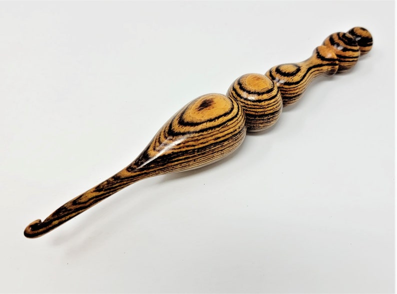 Exotic Bocote Hand Turned Wooden Crochet Hook Handcrafted in USA by Texas Wood Artist Bryan Nelson image 1