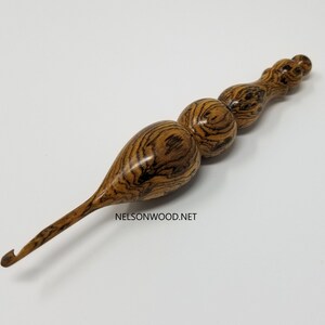 Exotic Bocote Hand Turned Wooden Crochet Hook Handcrafted in USA by Texas Wood Artist Bryan Nelson image 3
