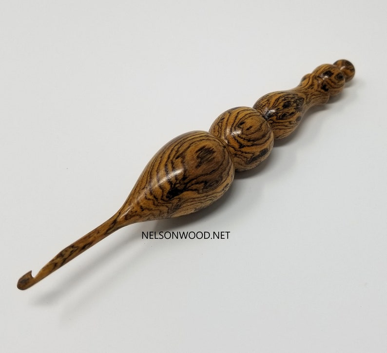 Exotic Bocote Hand Turned Wooden Crochet Hook Handcrafted in USA by Texas Wood Artist Bryan Nelson image 3