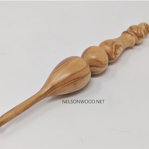 Hand Turned Exotic Olivewood Wooden Crochet Hook Made in USA by Texas Artist Bryan Nelson