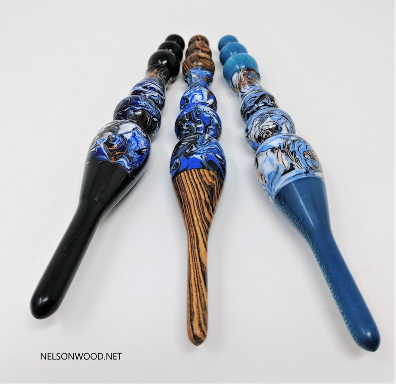 Spruce Cone Blue Hand Turned Crochet Hook Made in USA by Texas Artist Bryan Nelson image 7