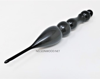 Hand Turned Exotic African Blackwood Wooden Crochet Hook Made in USA by Texas Artist Bryan Nelson