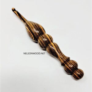 Exotic Bocote Hand Turned Wooden Crochet Hook Handcrafted in USA by Texas Wood Artist Bryan Nelson image 2