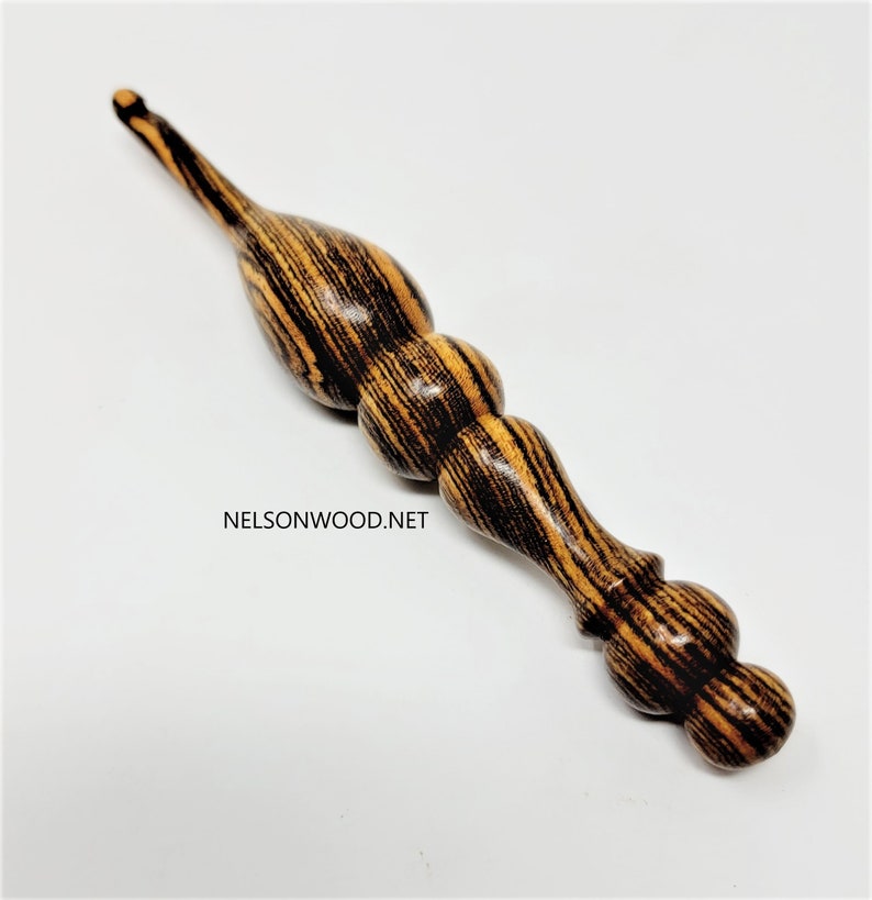 Exotic Bocote Hand Turned Wooden Crochet Hook Handcrafted in USA by Texas Wood Artist Bryan Nelson image 2