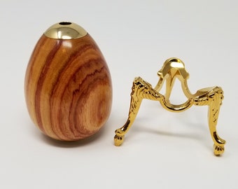 Exotic Tulipwood 24k Kaleidoscope Egg with Brass Stand