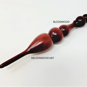 Hand Turned Exotic Bloodwood Wooden Crochet Hook Made in USA by Texas Wood Artist Bryan Nelson image 4