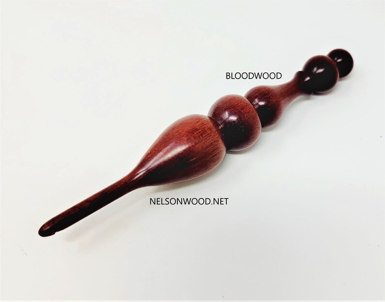 Hand Turned Exotic Bloodwood Wooden Crochet Hook Made in USA by Texas Wood Artist Bryan Nelson image 4