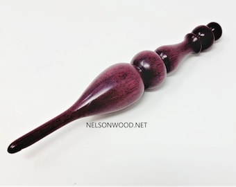 Hand Turned Exotic Purpleheart Wooden Crochet Hook Handcrafted in USA by Texas Artist Bryan Nelson