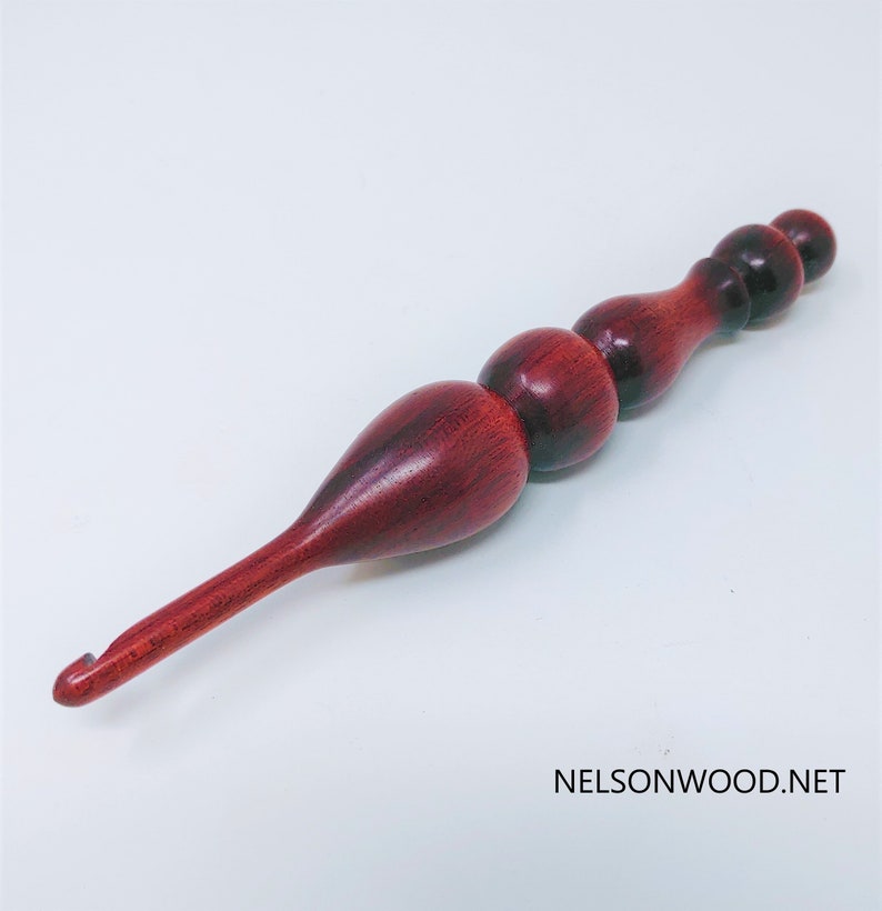 Hand Turned Exotic Bloodwood Wooden Crochet Hook Made in USA by Texas Wood Artist Bryan Nelson image 6