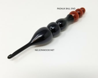 Black Cat a Halloween Handcrafted Wooden Crochet Hook Made in USA by TEXAS Artist Bryan Nelson