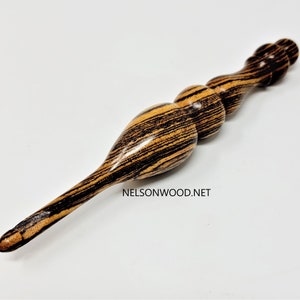 Exotic Bocote Hand Turned Wooden Crochet Hook Handcrafted in USA by Texas Wood Artist Bryan Nelson image 7