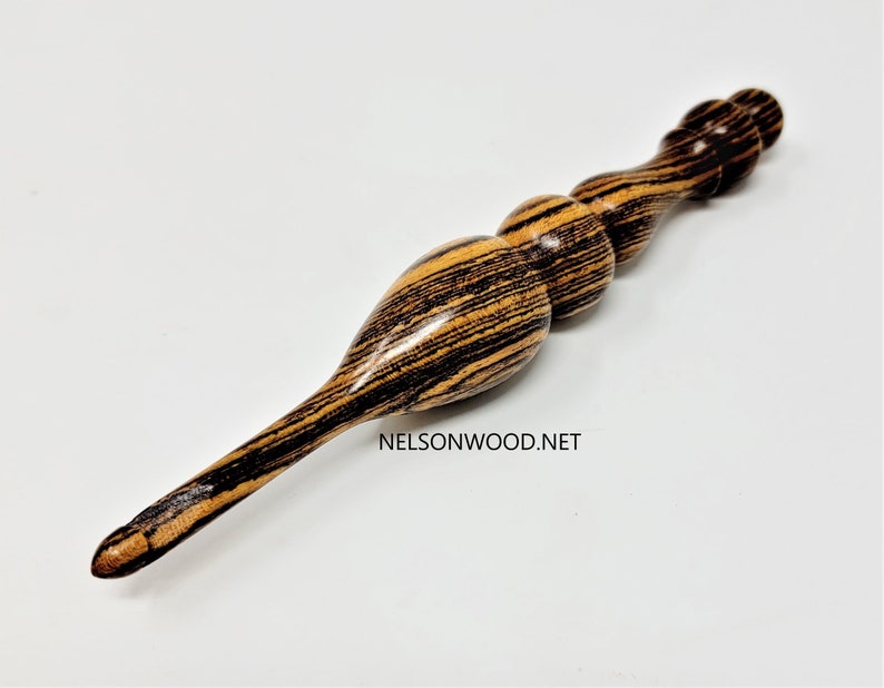 Exotic Bocote Hand Turned Wooden Crochet Hook Handcrafted in USA by Texas Wood Artist Bryan Nelson image 7