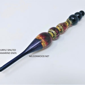 Orange Straw Flower Hand Turned Crochet Hook Made in USA by Texas Artist Bryan Nelson image 3