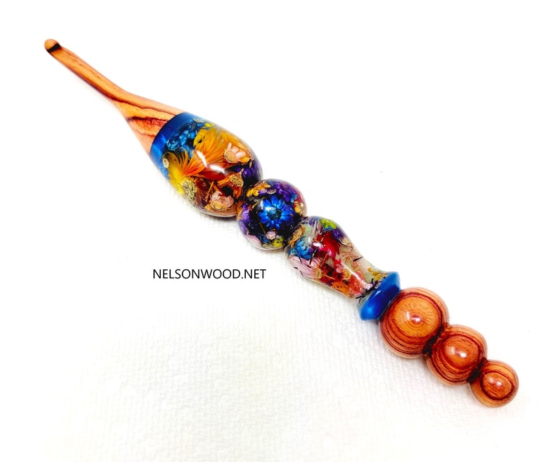 FLOWERS a Hand Turned Crochet Hook Made in USA by Texas Artist Bryan Nelson image 3