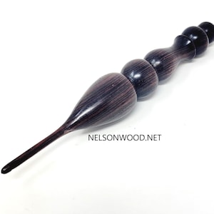 Hand Turned Exotic Kingwood Wooden Crochet Hook Made in USA by Texas Artist Bryan Nelson