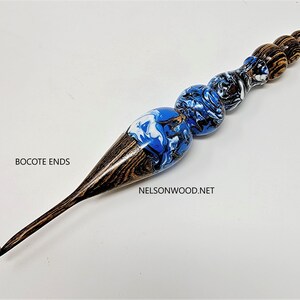 Spruce Cone Blue Hand Turned Crochet Hook Made in USA by Texas Artist Bryan Nelson image 6