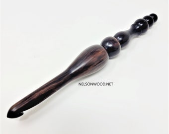 Hand Turned Exotic Macassar Ebony Wooden Crochet Hook Made in USA by Texas Wood Artist Bryan Nelson