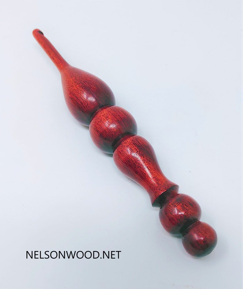 Hand Turned Exotic Bloodwood Wooden Crochet Hook Made in USA by Texas Wood Artist Bryan Nelson image 7