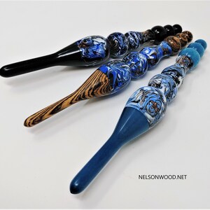 Spruce Cone Blue Hand Turned Crochet Hook Made in USA by Texas Artist Bryan Nelson image 8