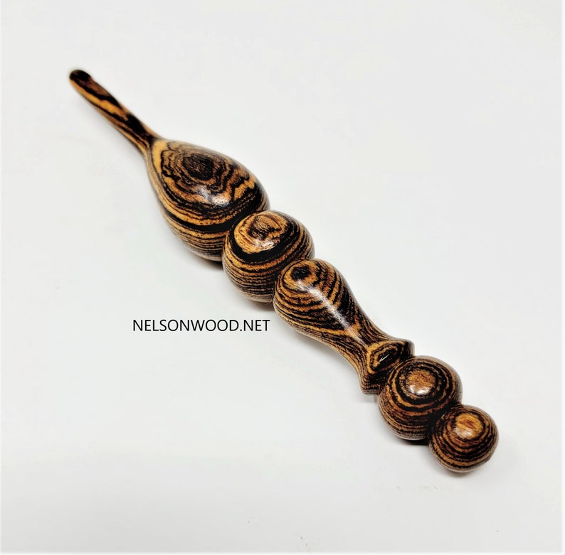Exotic Bocote Hand Turned Wooden Crochet Hook Handcrafted in USA by Texas Wood Artist Bryan Nelson image 4