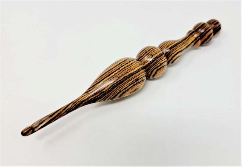 Exotic Bocote Hand Turned Wooden Crochet Hook Handcrafted in USA by Texas Wood Artist Bryan Nelson image 5