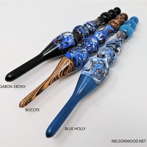 Spruce Cone Blue Hand Turned Crochet Hook Made in USA by Texas Artist Bryan Nelson image 3