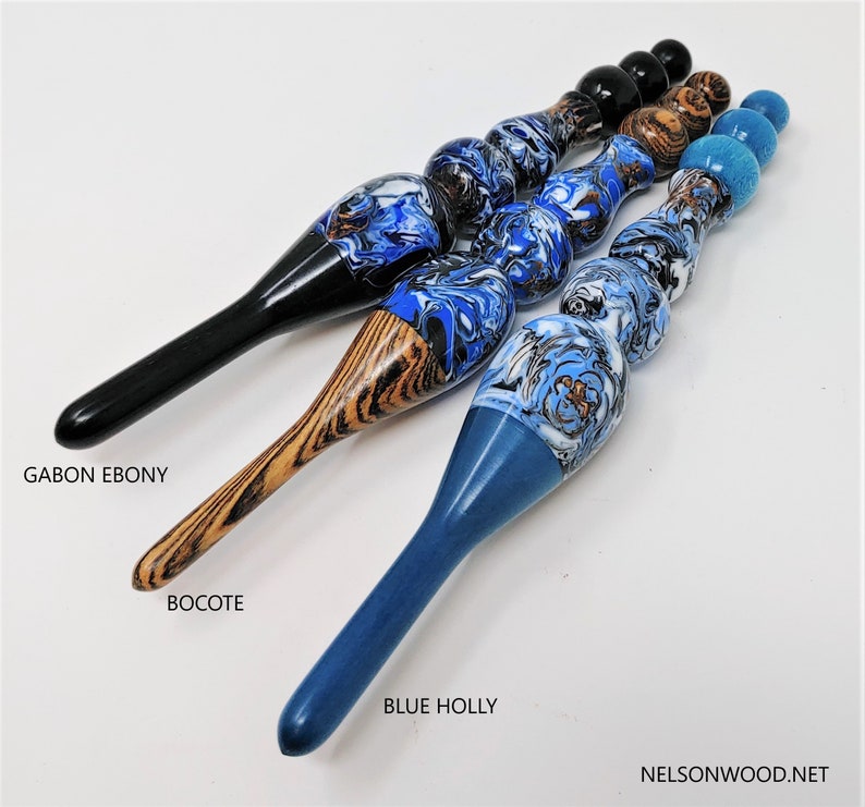 Spruce Cone Blue Hand Turned Crochet Hook Made in USA by Texas Artist Bryan Nelson image 3