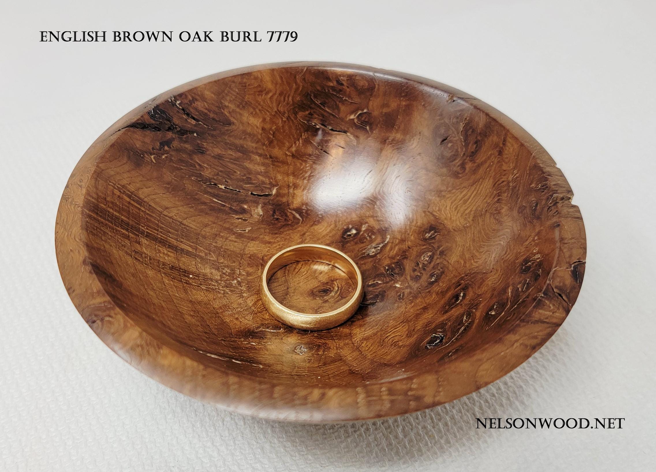 English Brown Oak Burl Wood Bowl Turned Wooden Bowl no. 7779