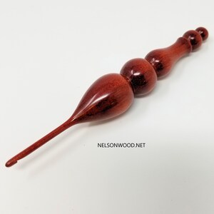 Hand Turned Exotic Bloodwood Wooden Crochet Hook Made in USA by Texas Wood Artist Bryan Nelson image 2