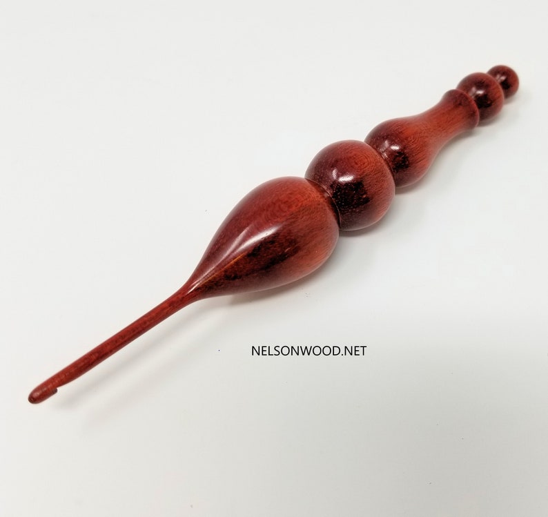 Hand Turned Exotic Bloodwood Wooden Crochet Hook Made in USA by Texas Wood Artist Bryan Nelson image 2