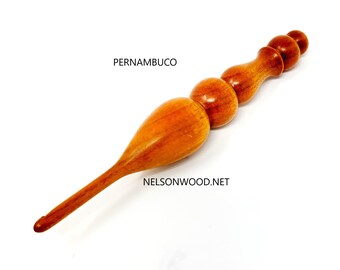 Hand Turned Exotic Pernambuco a Hand Made Wooden Crochet Hook Made in USA by TX Artist Bryan Nelson