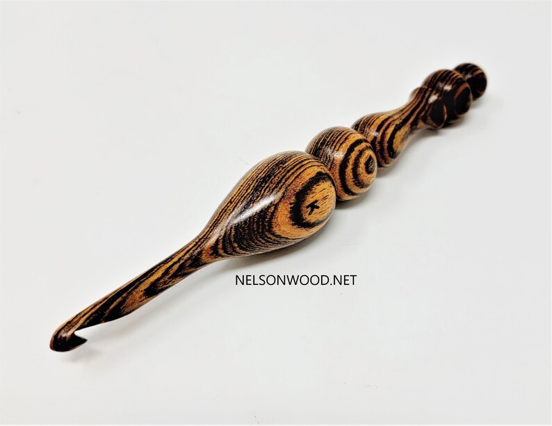 Exotic Bocote Hand Turned Wooden Crochet Hook Handcrafted in USA by Texas Wood Artist Bryan Nelson image 9