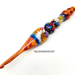 FLOWERS a Hand Turned Crochet Hook Made in USA by Texas Artist Bryan Nelson image 2
