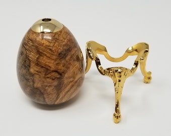 Texas Post Oak Burl, 24k Kaleidoscope Egg and Brass Stand