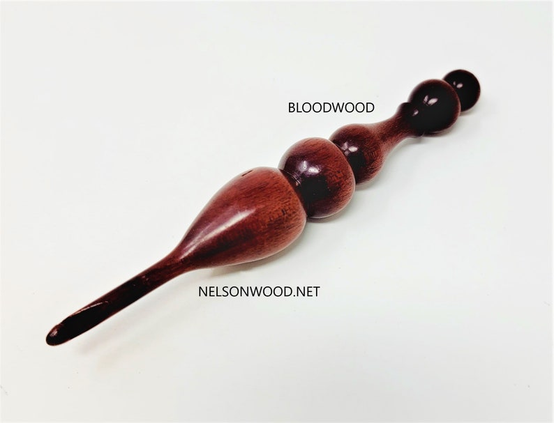 Hand Turned Exotic Bloodwood Wooden Crochet Hook Made in USA by Texas Wood Artist Bryan Nelson image 1